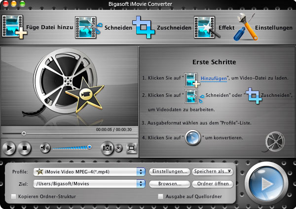 Screenshot von Bigasoft iMovie Converter for Mac