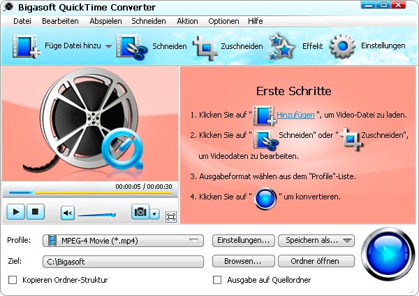 Screenshot von Bigasoft QuickTime Converter