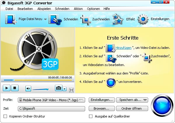 Screenshot von Bigasoft 3GP Converter
