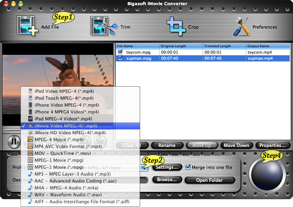 How to Convert Muxed MPEG-1/MPEG-2 to iMovie