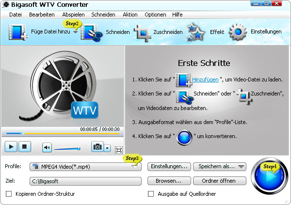 Schritt-für-Schritt-Anleitung zum WTV-Dateien auf dem PC , Mac, iPad, iPhone, PS3, Andriod abspielen
