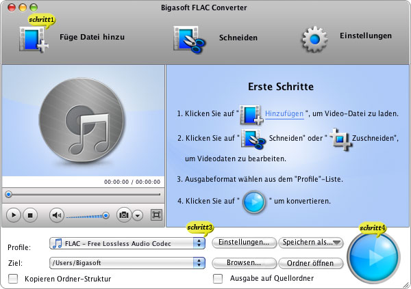 Schritt für Schritt Anleitung, wie man FLAC in MP3 konvertieren auf Mac oder Windows