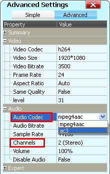 wechseln MP4 AAC in MP4 AC3 5.1