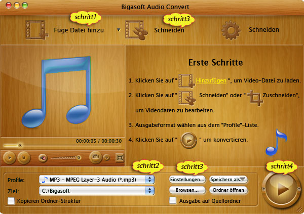 Schritt für Schritt Anleitung, wie kann man VOC in MP3, WAV, WMA, M4A, FLAC konvertieren