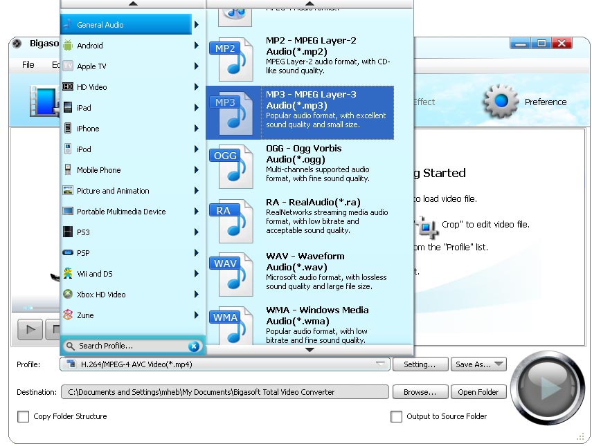 Bigasoft CAF Converter Lernprogramm umwandeln CAF zu MP3, WAV