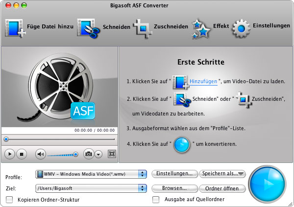 Screenshot von Bigasoft ASF Converter for Mac