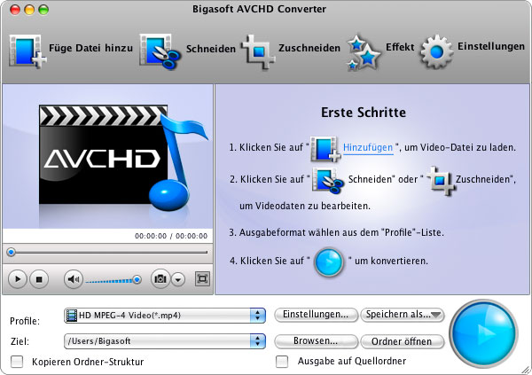 Screenshot von Bigasoft AVCHD Converter for Mac