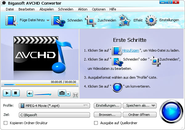 Screenshot von Bigasoft AVCHD Converter