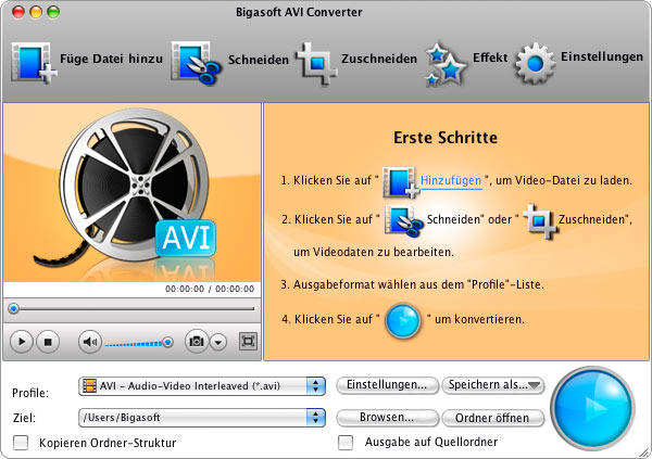 Screenshot von Bigasoft AVI Converter for Mac