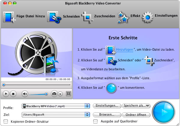 Screenshot von Bigasoft BlackBerry Video Converter for Mac