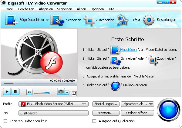 Screenshot von Bigasoft FLV Converter