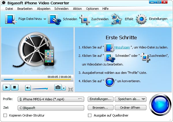 Screenshot von Bigasoft iPhone Video Converter