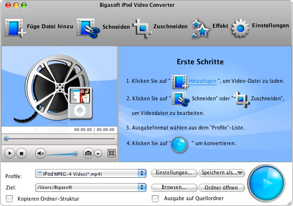 Screenshot von Bigasoft iPod Video Converter for Mac