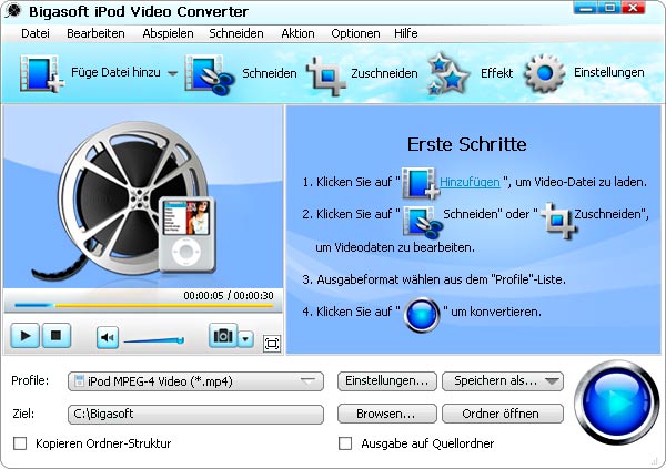 Screenshot von Bigasoft iPod Video Converter