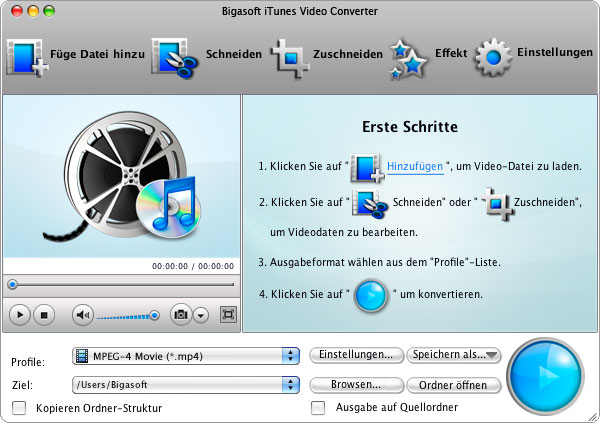 Screenshot von Bigasoft iTunes Video Converter for Mac
