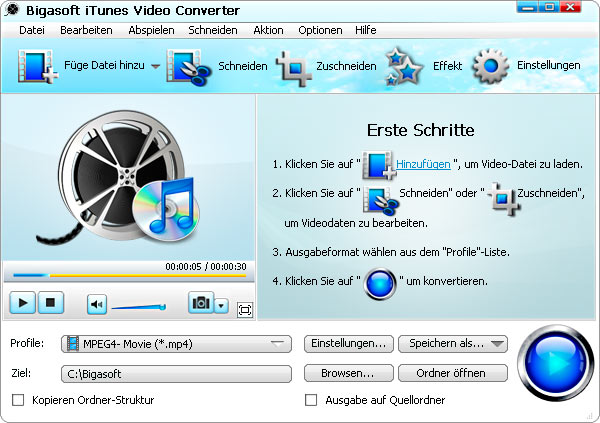 Screenshot von Bigasoft iTunes Video Converter
