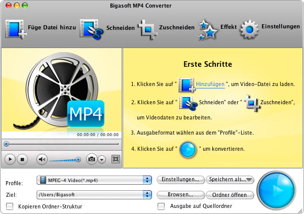 Screenshot von Bigasoft MP4 Converter for Mac