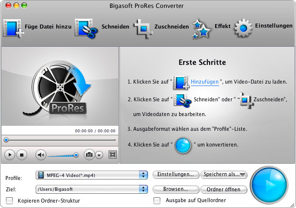 Screenshot von Bigasoft ProRes Converter for Mac