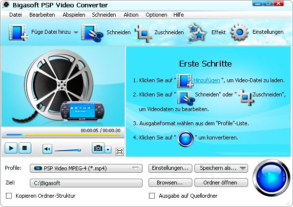 Screenshot von Bigasoft PSP Video Converter