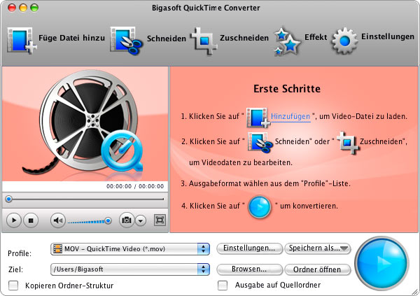 Screenshot von Bigasoft QuickTime Converter for Mac