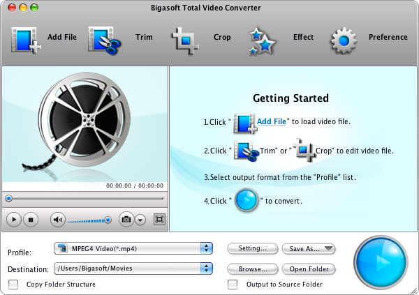 Screenshot of Bigasoft Total Video Converter for Mac