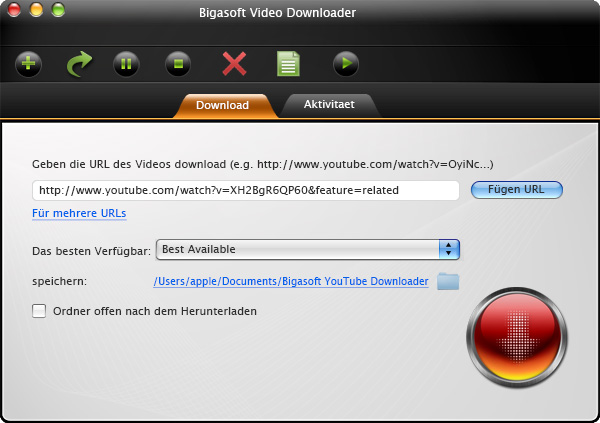Screenshot von Bigasoft Video Downloader for Mac
