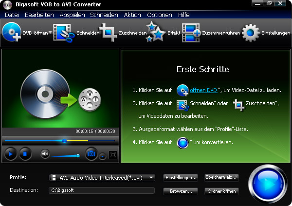 Screenshot von Bigasoft VOB to AVI Converter