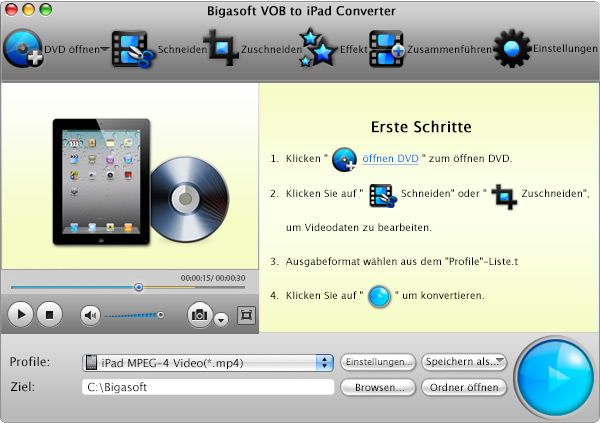 Screenshot von Bigasoft VOB to iPad Converter for Mac