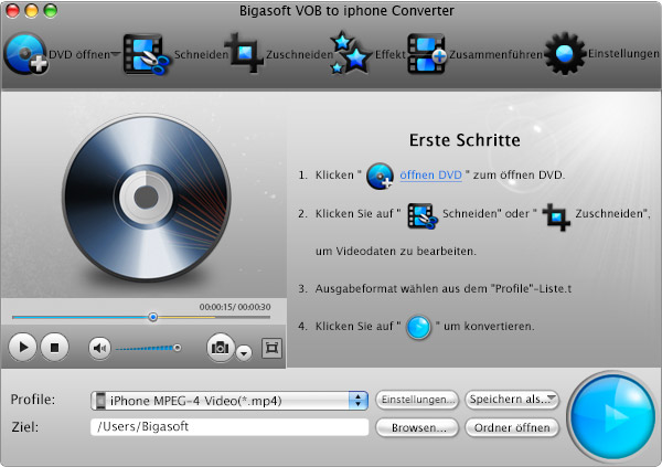 Screenshot von Bigasoft VOB to iPhone Converter for Mac