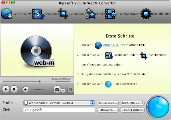 Screenshot von Bigasoft VOB to WebM Converter for Mac