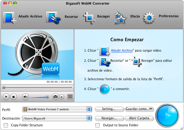 Screenshot von Bigasoft WebM Converter for Mac