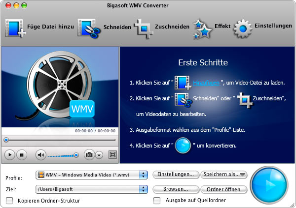 Screenshot von Bigasoft WMV Converter for Mac