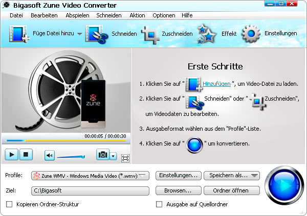 Screenshot von Bigasoft Zune Video Converter