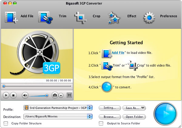 Bigasoft 3GP Converter for Mac 3.7.50.5067 full
