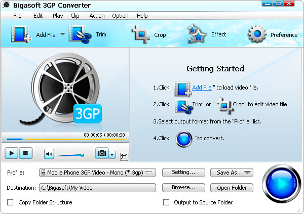Screenshot of Bigasoft 3GP Converter