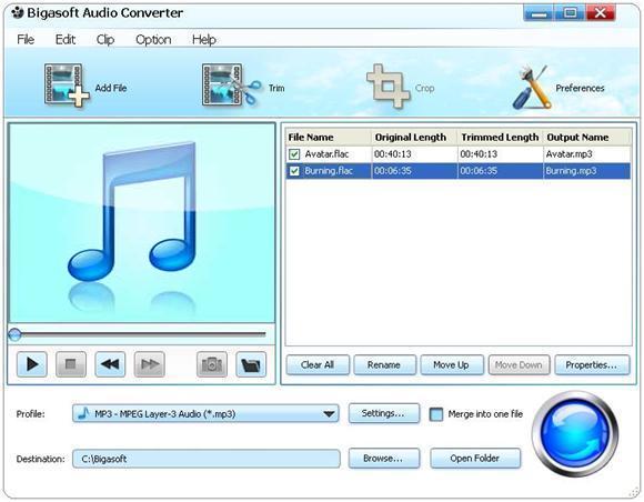 Screenshot of Bigasoft Audio Converter