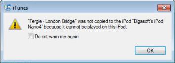 movie was not copied to the iPod because it cannot be played on this iPod
