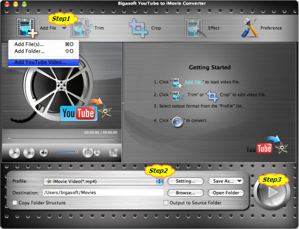 convert youtube to imovie for mac