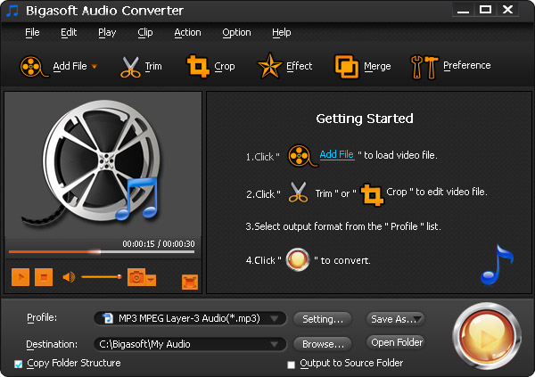 Bigasoft Audio Converter 5.1.3.6446 screenshot