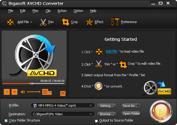 Bigasoft AVCHD Converter 4.2.3.5213 screenshot