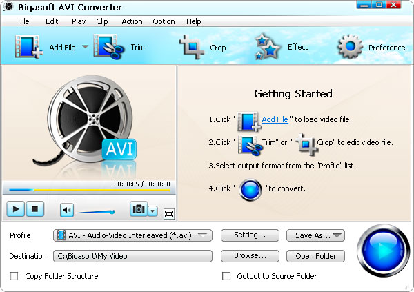 Bigasoft AVI Converter screenshot Bigasoft AVI Converter screenshot