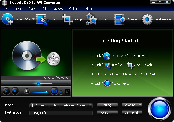 Convert DVD to AVI, MPEG (MPEG-1, MPEG-2) or MPG with powerful editing functions