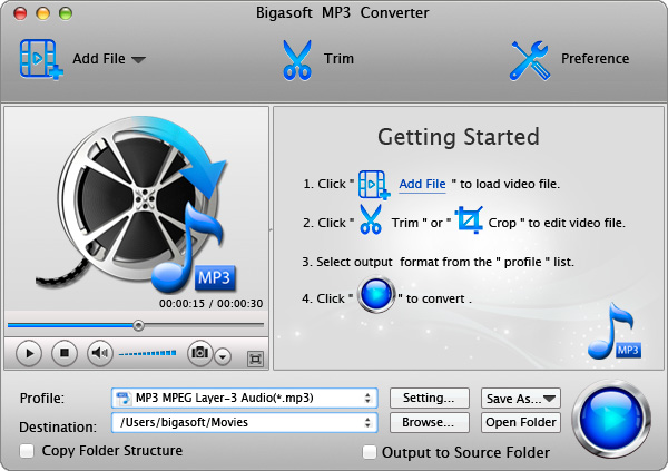 Screenshot of Bigasoft MP3 Converter for Mac