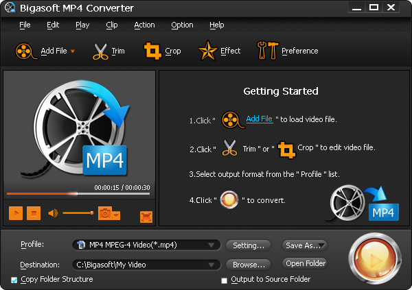 Screenshot of Bigasoft MP4 Converter