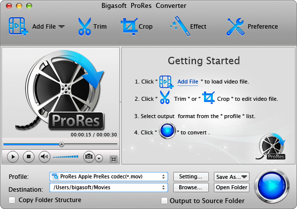 Bigasoft ProRes Converter for Mac 4.5.0.5485