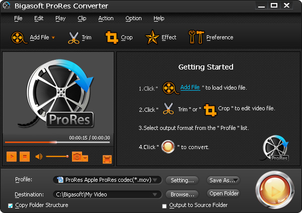 Screenshot of Bigasoft ProRes Converter