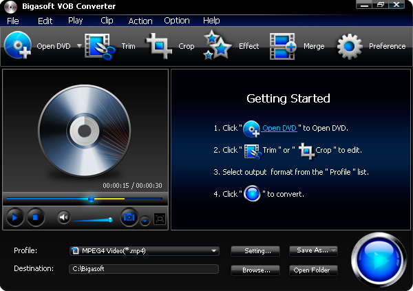Bigasoft VOB Converter screenshot Bigasoft VOB Converter screenshot