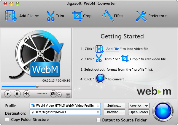 Bigasoft WebM Converter for Mac 4.4.5.5415