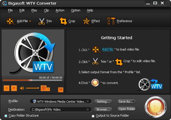 Bigasoft WTV Converter screenshot Bigasoft WTV Converter screenshot